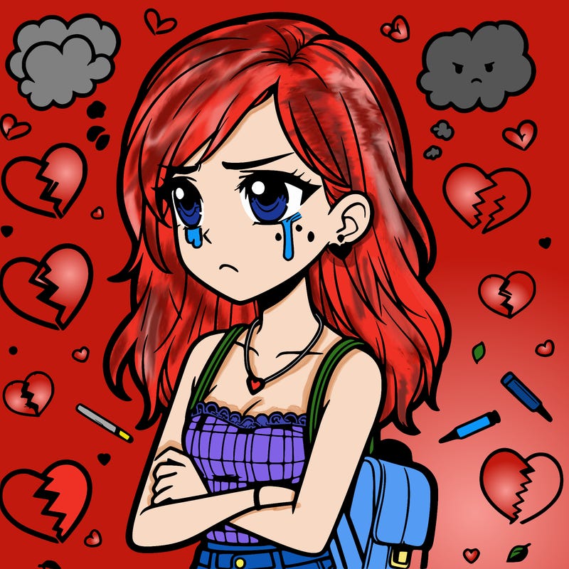 teenage girl crying over a breakup