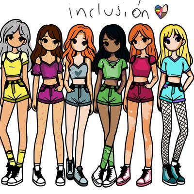 a group of girls wearing crop tops and shorts