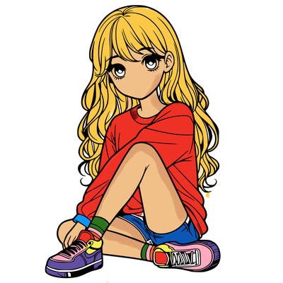 girl sitting realistic