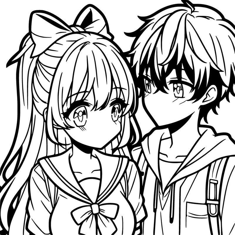anime girl and a boy in love