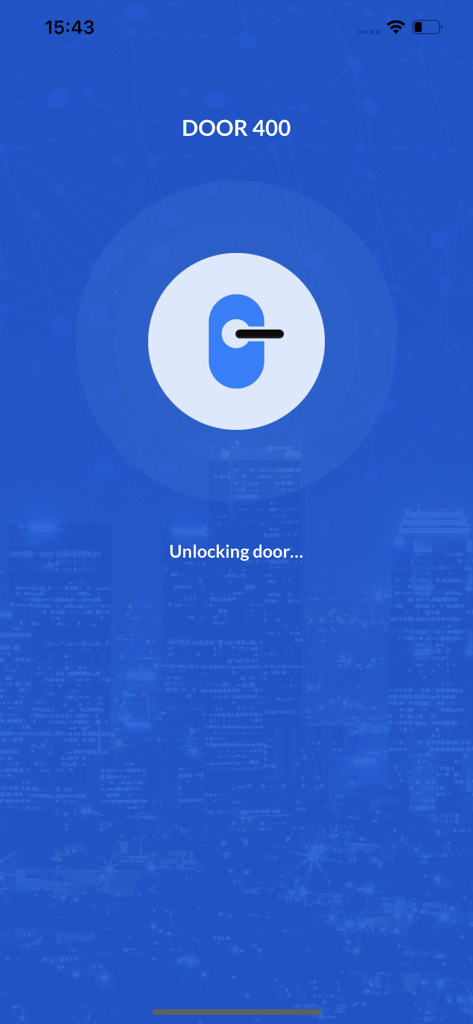DirectKey™ - DirectKey mobile app interface showing the process of unlocking a hotel room door with a digital key.