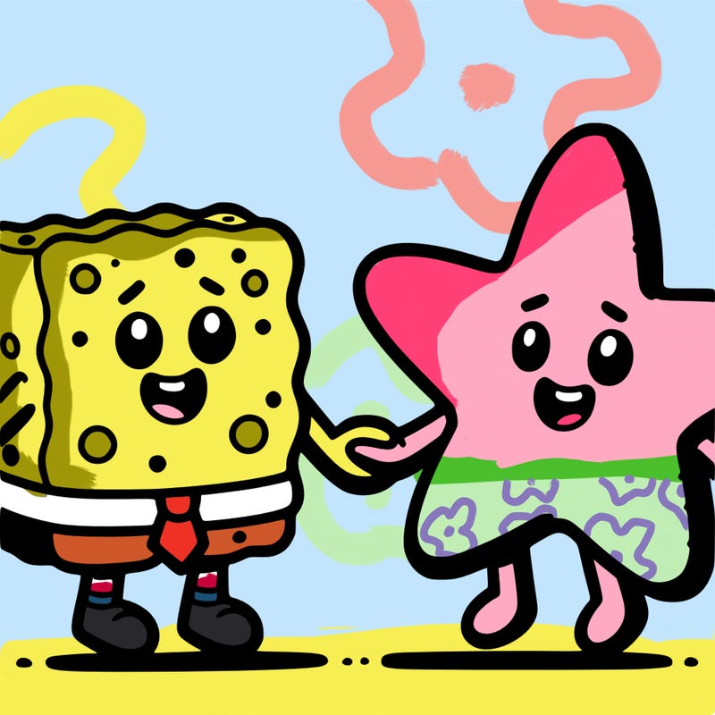 spongebob squarepants  and patrick star holding hands