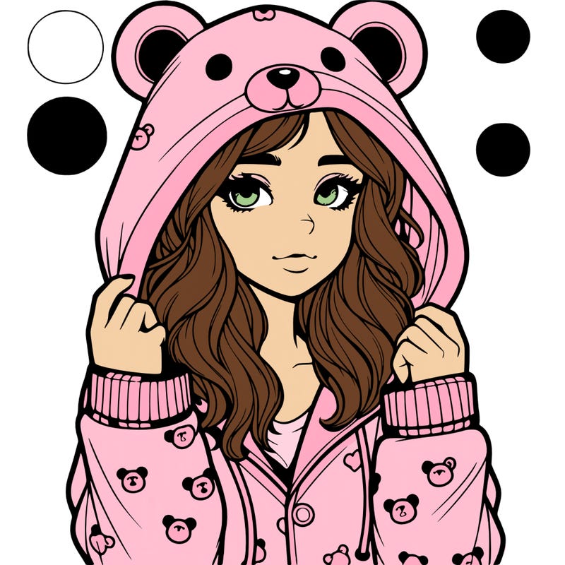 realistic girl in a animal pjs hoodie
