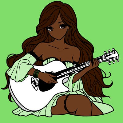 beautiful girl playing the guitar