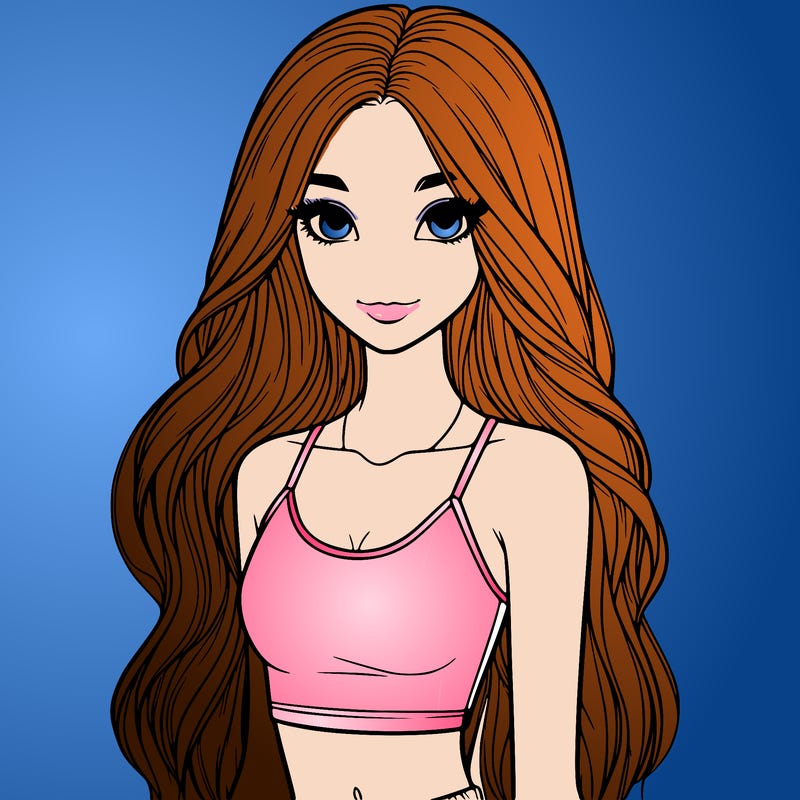 realistic girl with long hair with a crop top