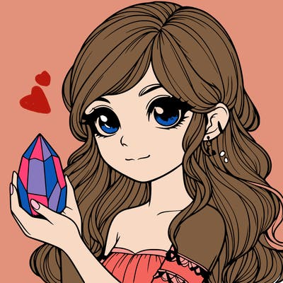 realistic girl with a mystical crystal