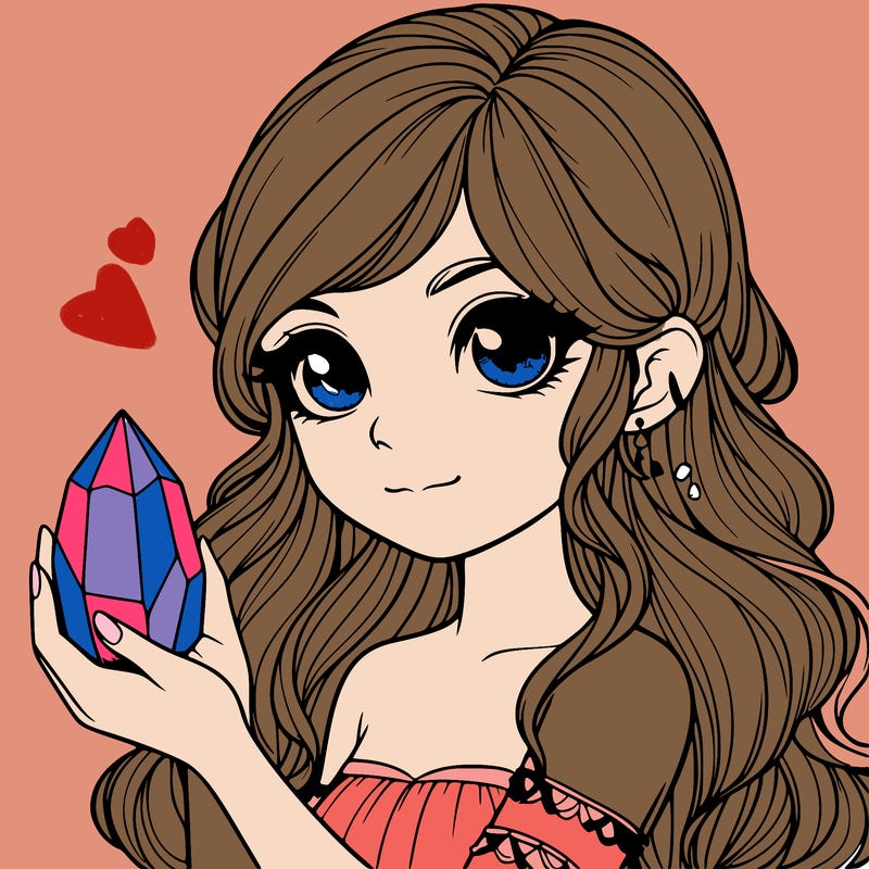 realistic girl with a mystical crystal