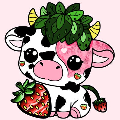 cute strawberry cow
