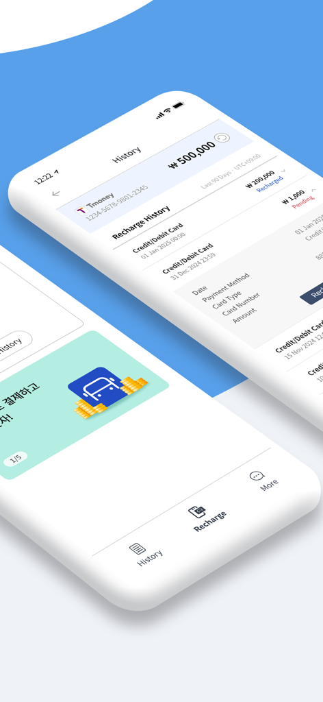 Tela do aplicativo DAEM DAEM exibindo o histórico de recargas e o saldo do cartão de transporte Tmoney