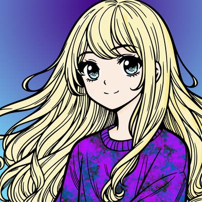 manga girl with long hair and big lips