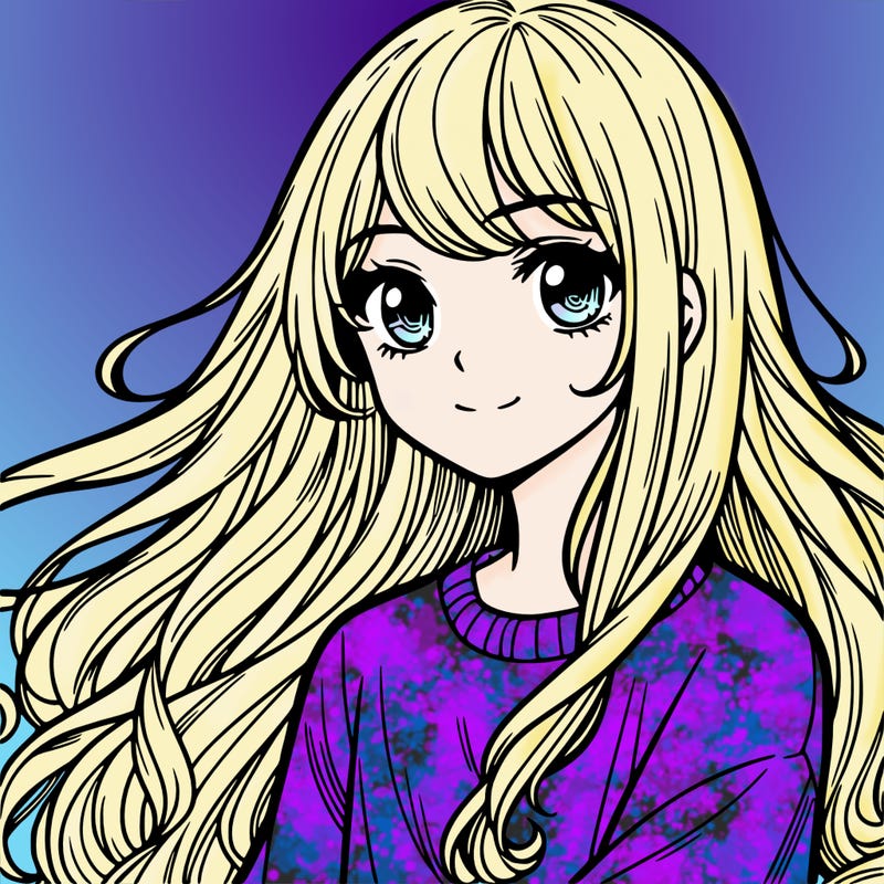 manga girl with long hair and big lips