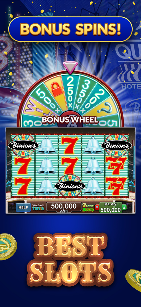 Binions and Four Queens Game Quest slots and bonus wheel interface