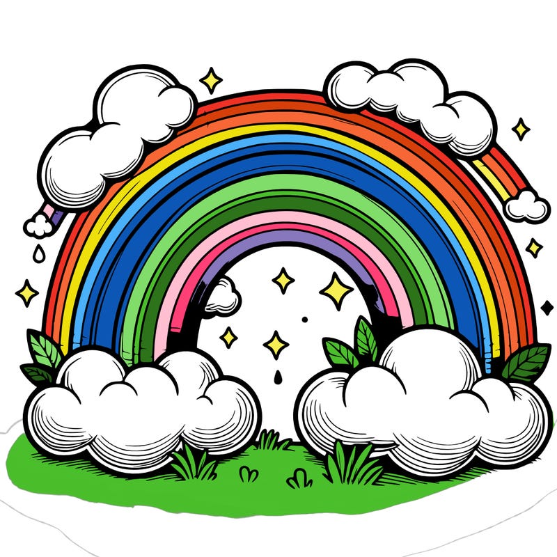 realistic rainbow and clouds