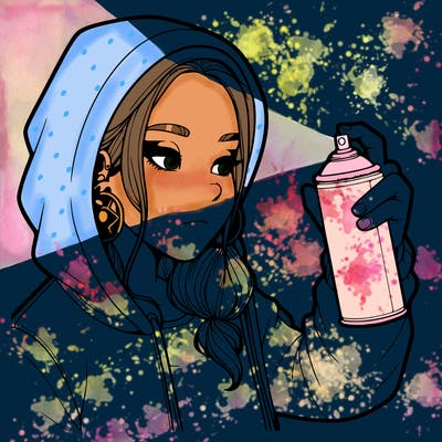 a realistic girl, spray painting