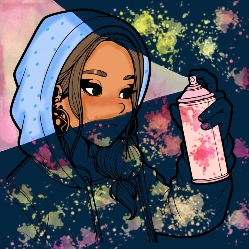 a realistic girl, spray painting