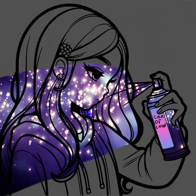 a realistic girl spray painting