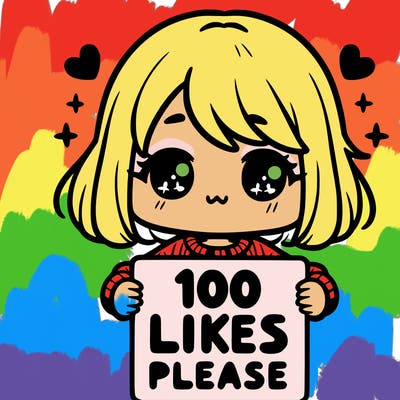 cute girl holding a sign saying 100 likes please