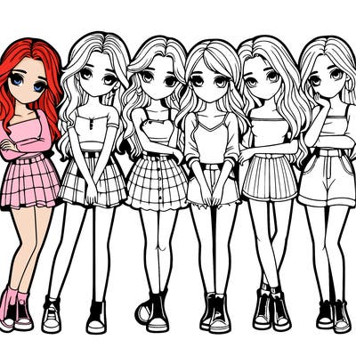 a group of girls realistic