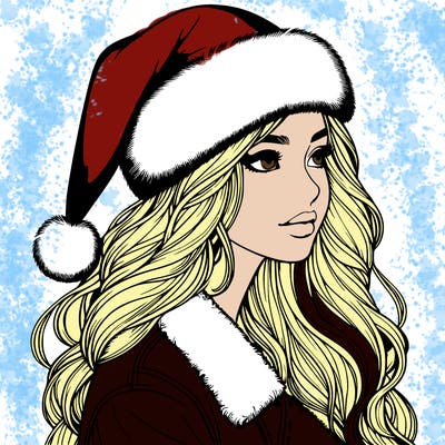 realistic girl in santa hat
