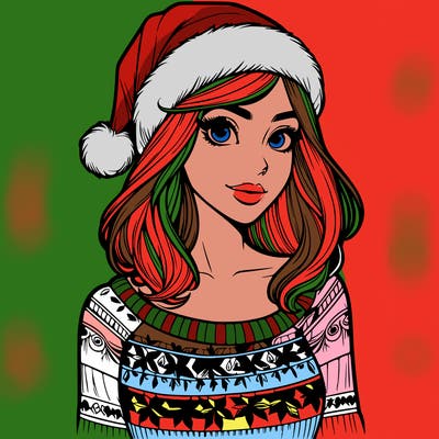 realistic lady in a christmas sweater