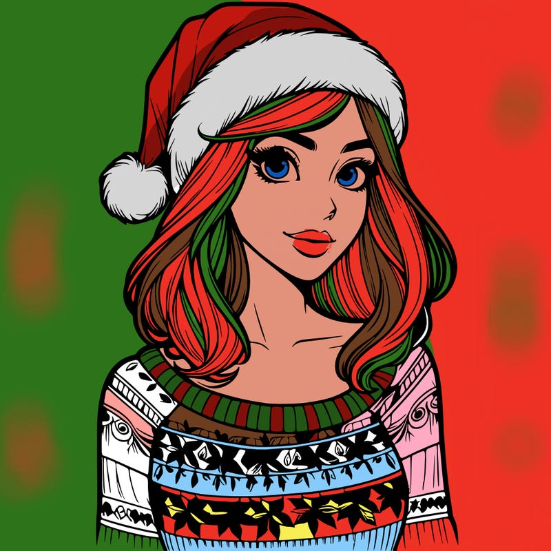 realistic lady in a christmas sweater