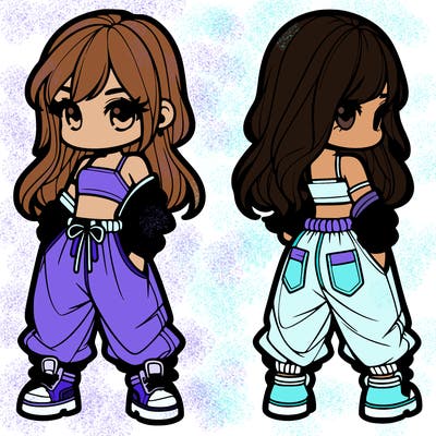 girl in crop top and baggy pants