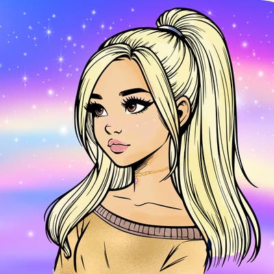 realistic girl with a high ponytail