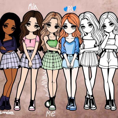 a group of girls realistic