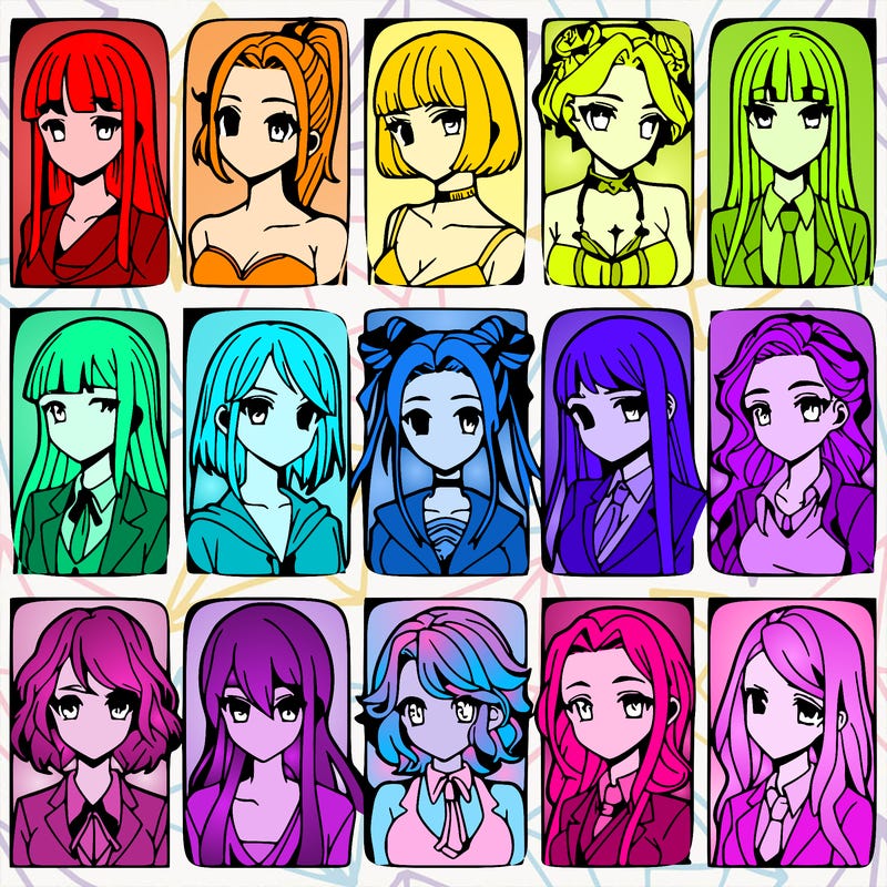 girls that look diffrent anime