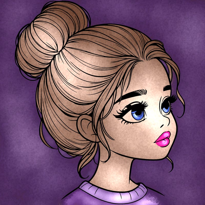 realistic girl with bun