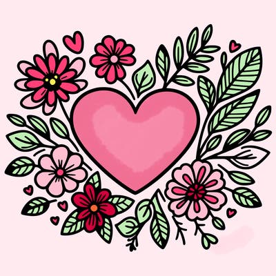 heart with flowers