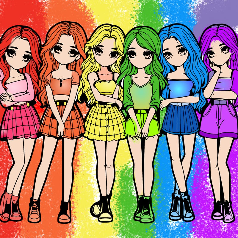 a group of girls realistic