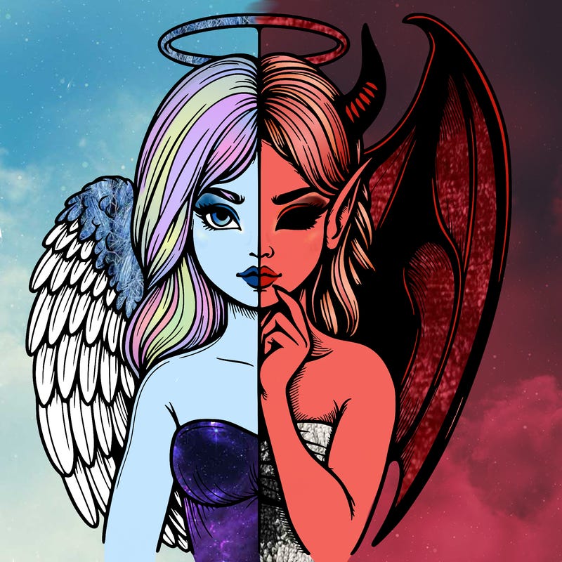 realistic angel half demon