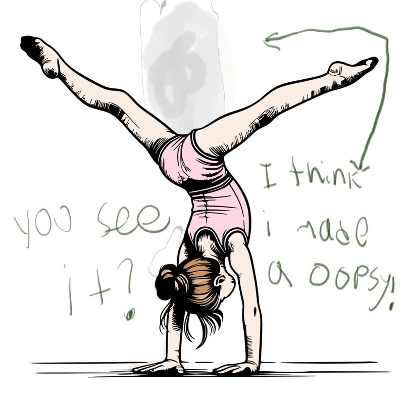 realistic gymnastic hand stand girl in four splits