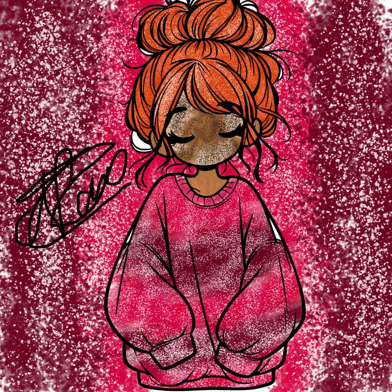 girl with baggy sweatshirt and messy bun