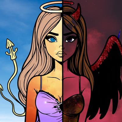 devil vs angel realistic girl