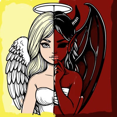 realistic angel half demon