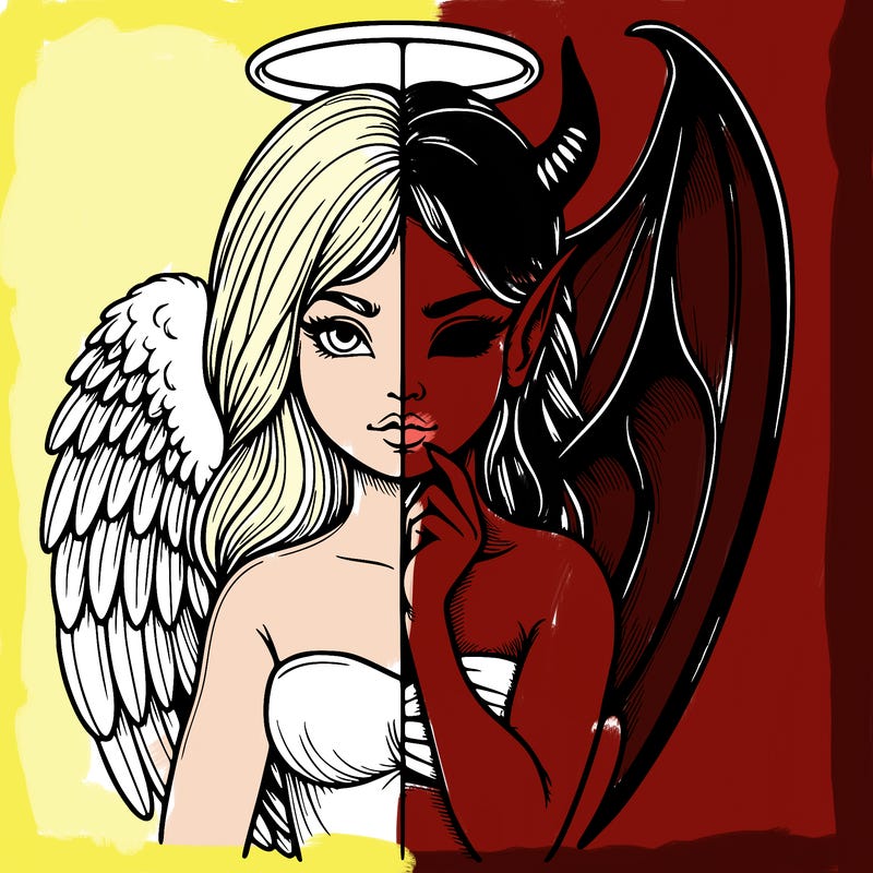 realistic angel half demon