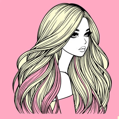 realistic girl with long realistic hair