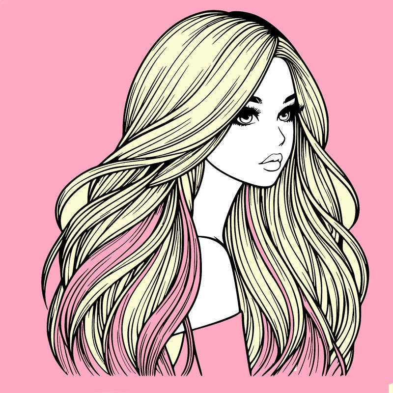 realistic girl with long realistic hair
