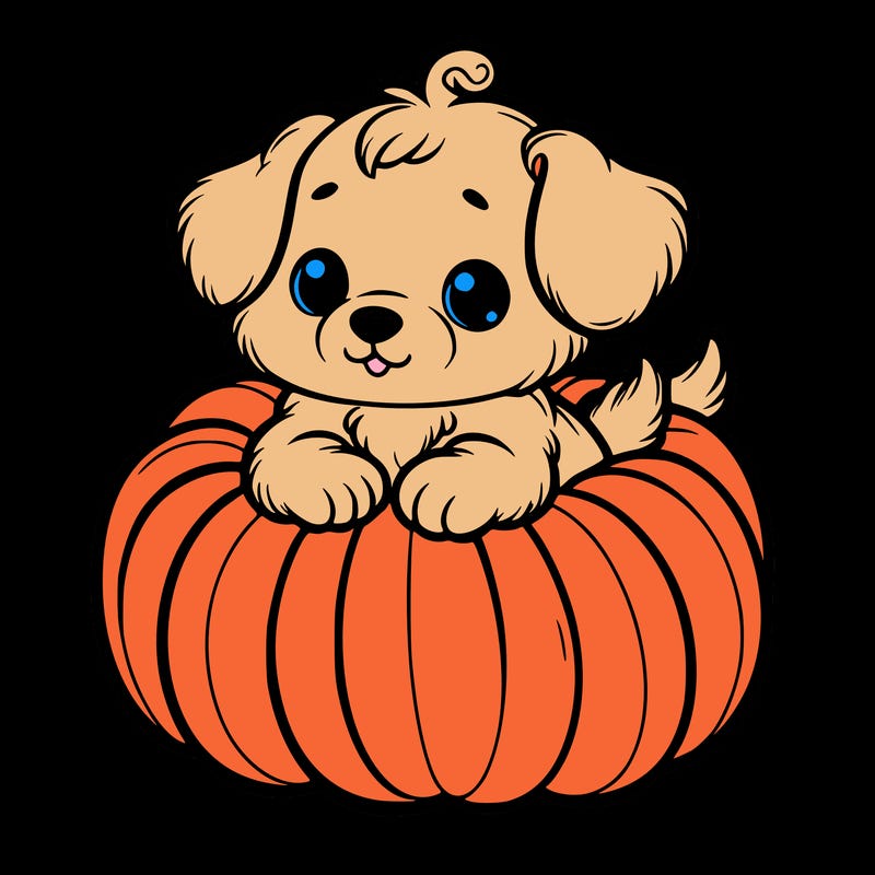cute little puppy in a pumpkin