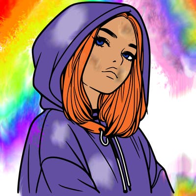 a realistic girl in a hoodie