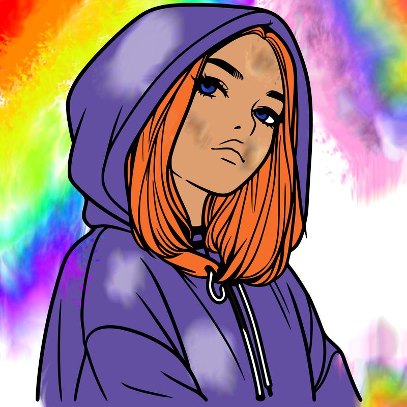 a realistic girl in a hoodie