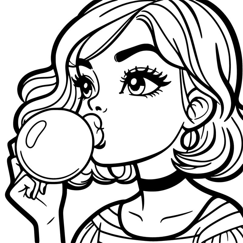 hot girl blowing a gum bubble
