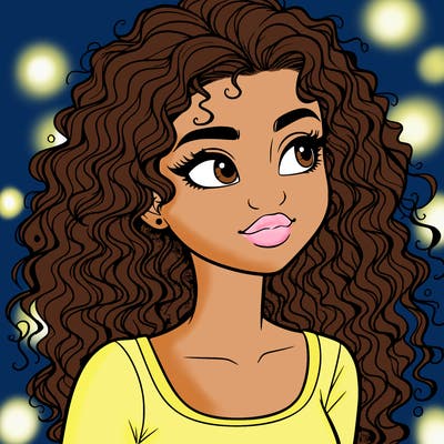 realistic girl with curly hair
