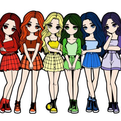 a group of girls realistic