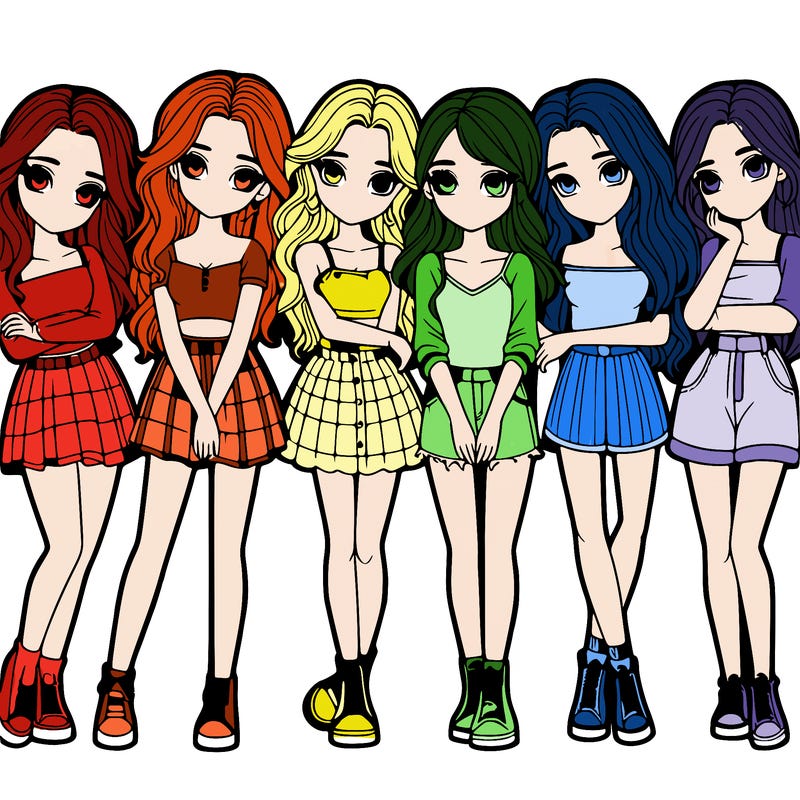 a group of girls realistic