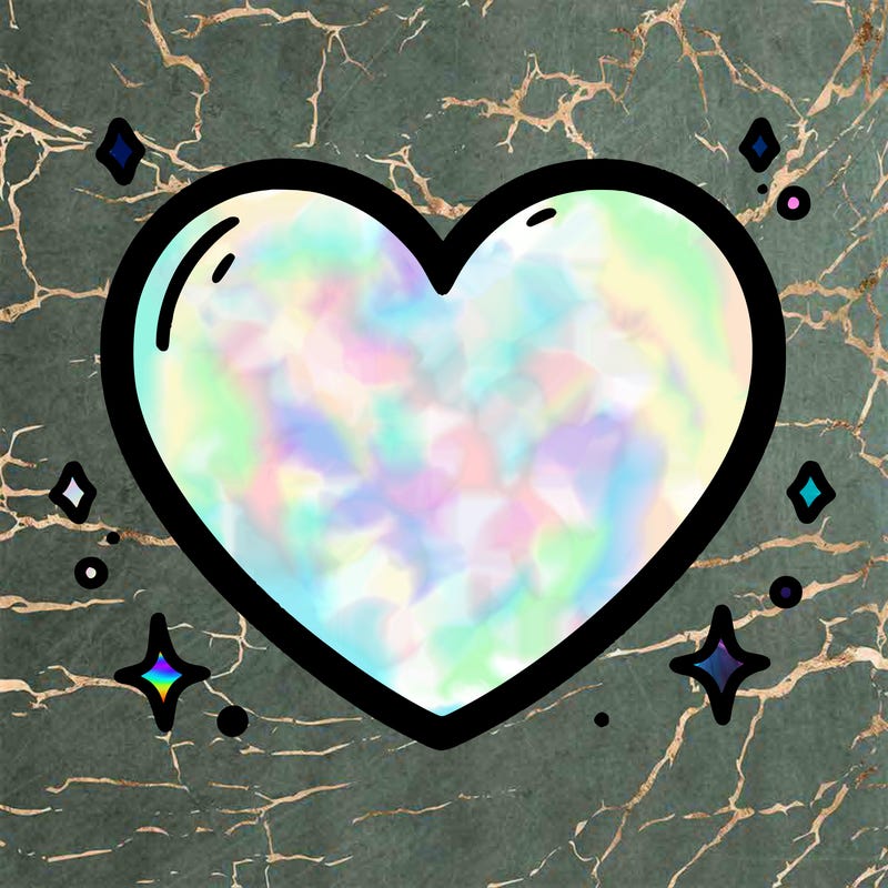 a blank heart with a line in the middle