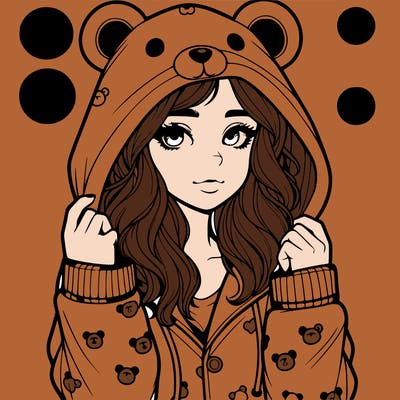 realistic girl in a animal pjs hoodie