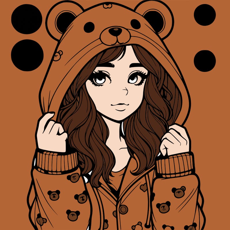 realistic girl in a animal pjs hoodie